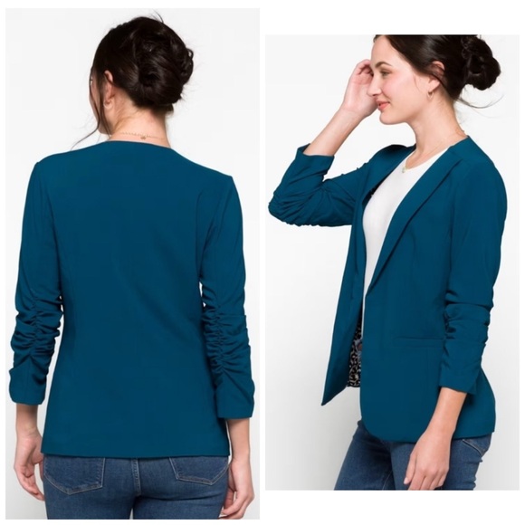 Skies Are Blue Teal Blazer - Picture 2 of 10